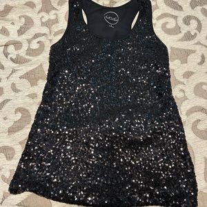 INC International Concepts black sequin racerback tank